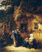Isaac van Ostade Traveller at a Cottage Door oil painting reproduction